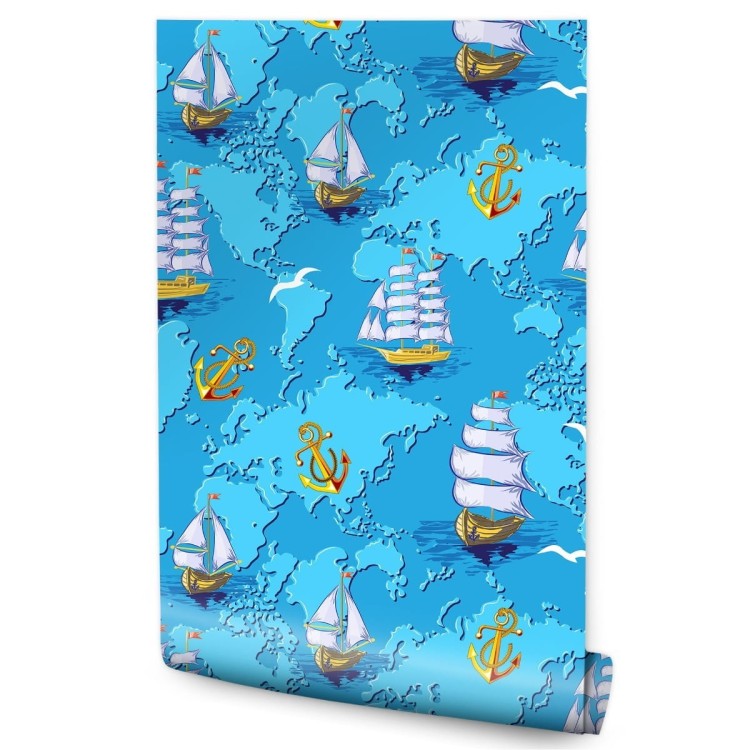 Tapeta Kolorowe Statki Na Mapie Świata