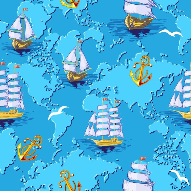 Tapeta Kolorowe Statki Na Mapie Świata