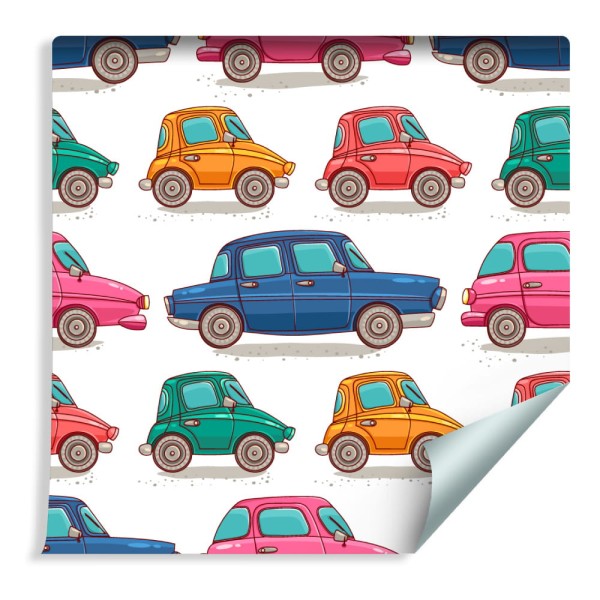 Tapeta Dla Dzieci - Kolorowe Autka Jak Z Kreskówki