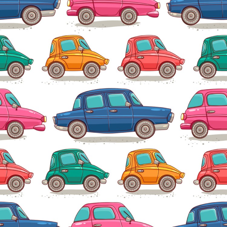 Tapeta Dla Dzieci - Kolorowe Autka Jak Z Kreskówki