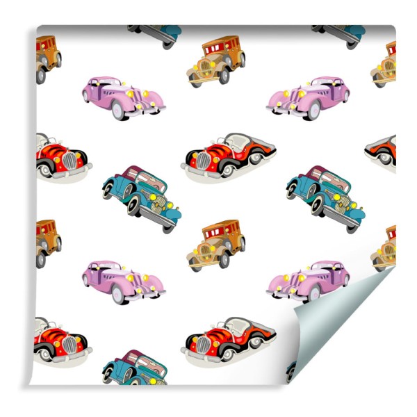 Tapeta Dla Dzieci - Kolorowe Autka Retro