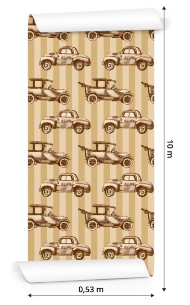 Tapeta Dla Dzieci - Samochody W Stylu Retro