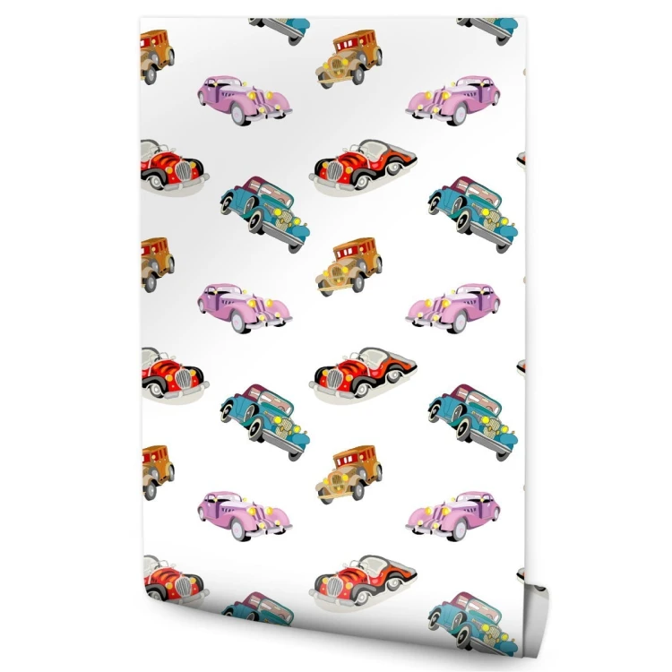 Tapeta Dla Dzieci - Kolorowe Autka Retro