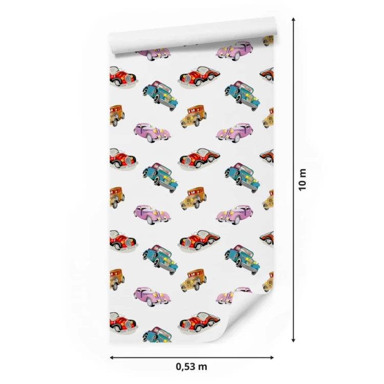 Tapeta Dla Dzieci - Kolorowe Autka Retro