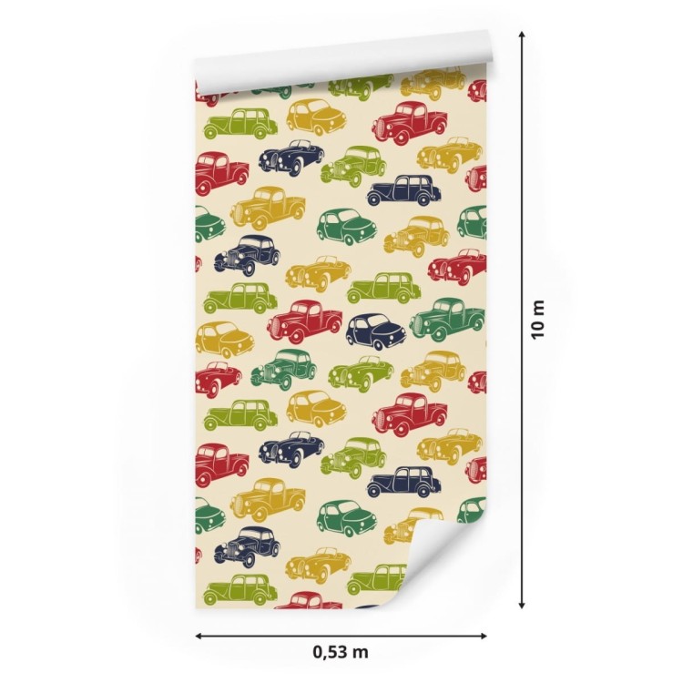 Tapeta Dla Dzieci - Kolorowe Samochody W Stylu Retro