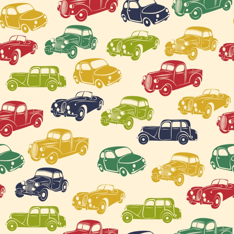 Tapeta Dla Dzieci - Kolorowe Samochody W Stylu Retro