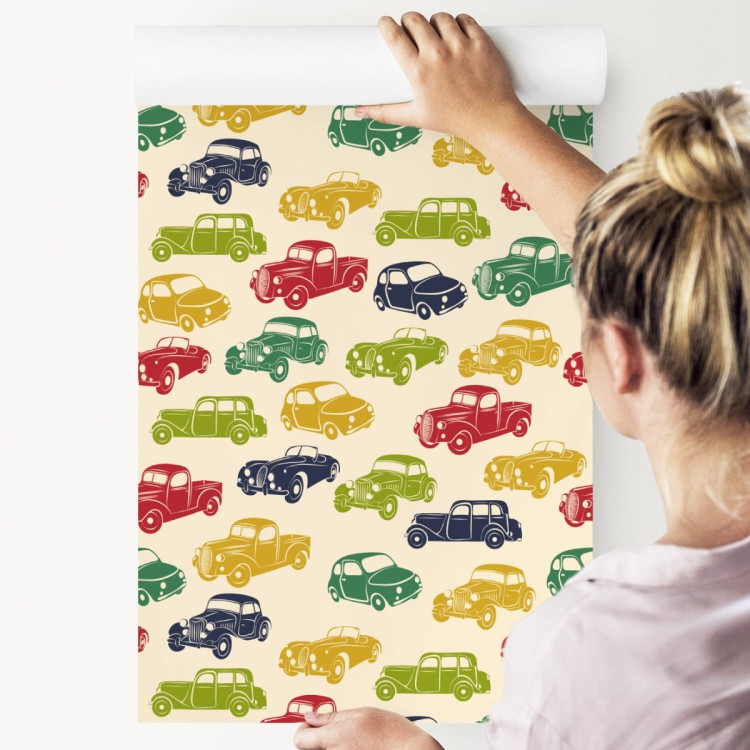 Tapeta Dla Dzieci - Kolorowe Samochody W Stylu Retro