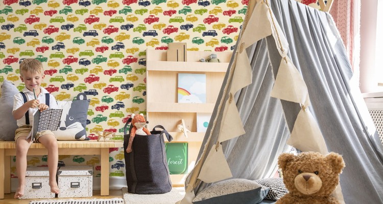 Tapeta Dla Dzieci - Kolorowe Samochody W Stylu Retro