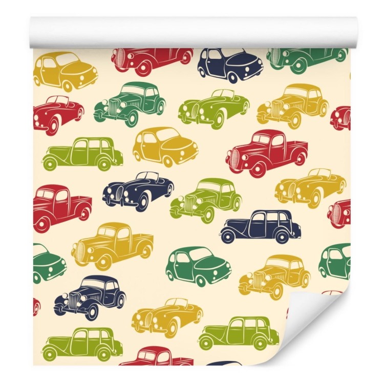 Tapeta Dla Dzieci - Kolorowe Samochody W Stylu Retro