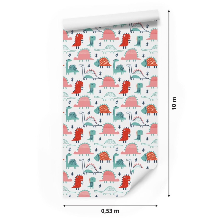 Tapeta Do Pokoju Dziecka Kolorowe Dinozaury Liście