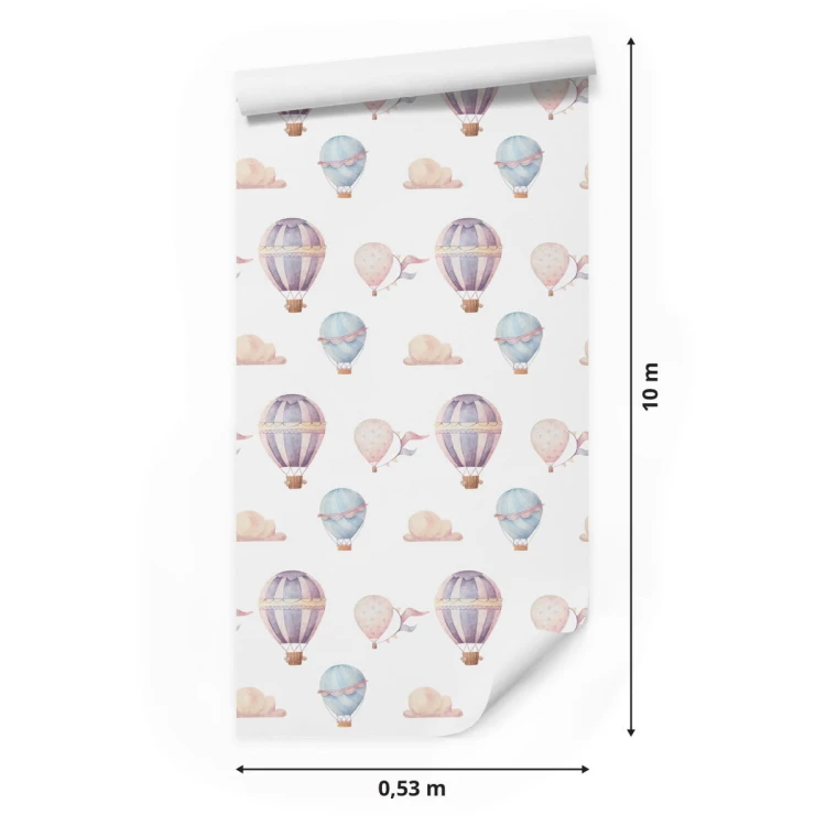 Tapeta Do Pokoju Dziecka, Pastelowe Balony, Chmury