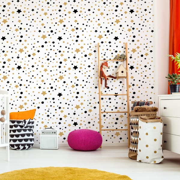 Tapeta Dla Dzieci – Gwiazdki I Kółka