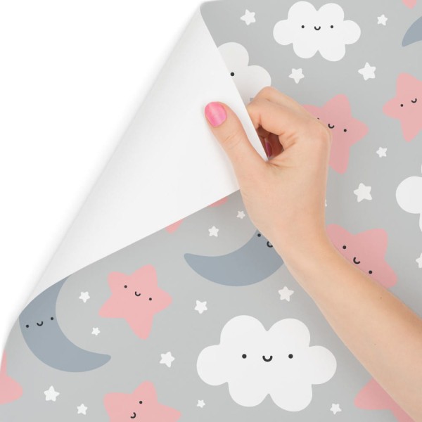 Tapeta Dla Dzieci – Uśmiechnięte Chmurki I Gwiazdki