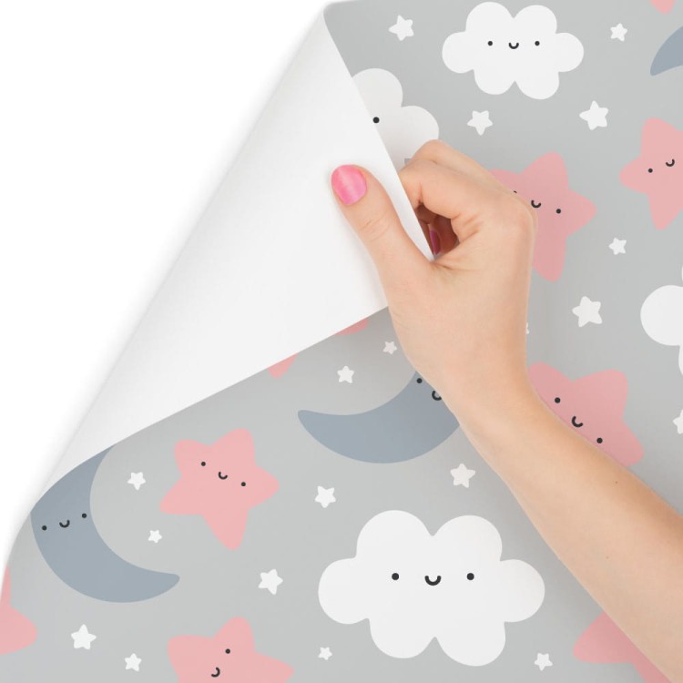 Tapeta Dla Dzieci – Uśmiechnięte Chmurki I Gwiazdki