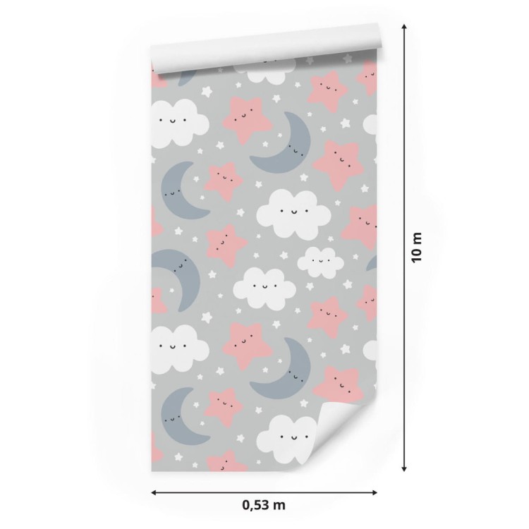 Tapeta Dla Dzieci – Uśmiechnięte Chmurki I Gwiazdki