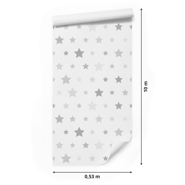 Tapeta Dla Dzieci – Gwiazdki W Odcieniach Szarości