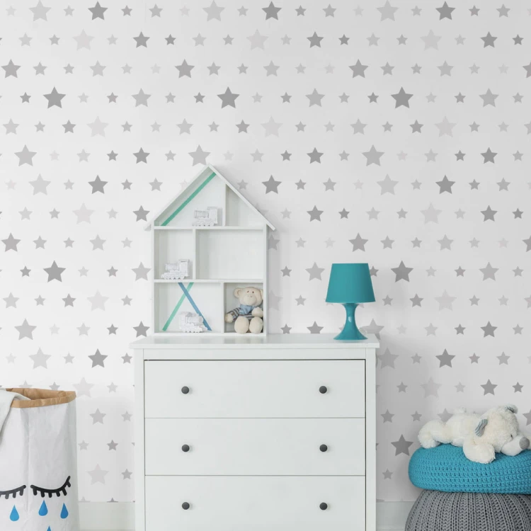 Tapeta Dla Dzieci – Gwiazdki W Odcieniach Szarości