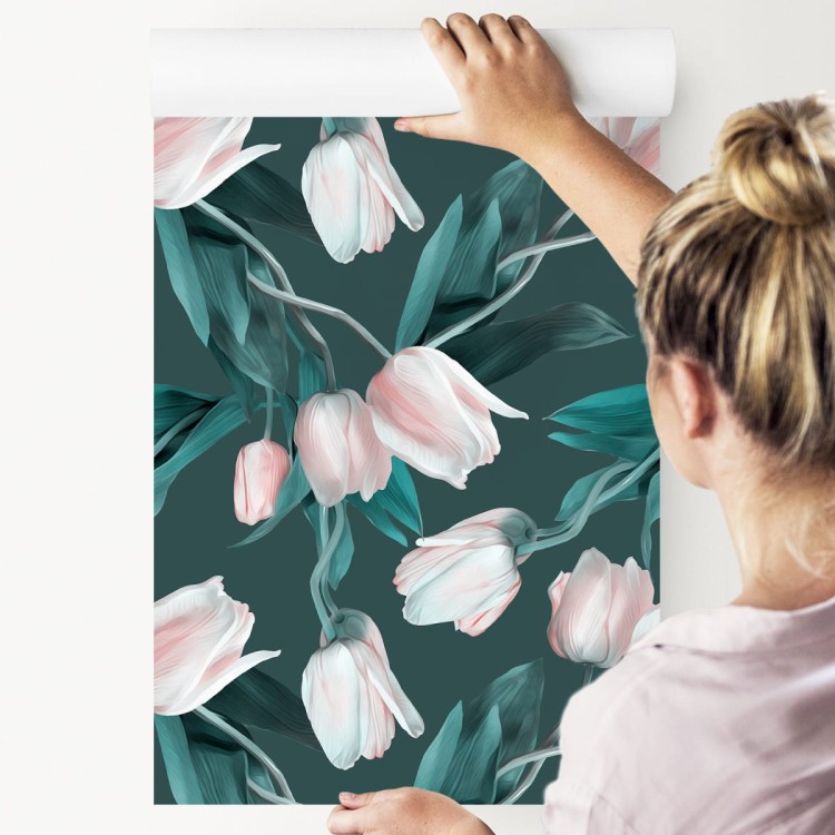 Tapeta Namalowany Bukiet Tulipanów