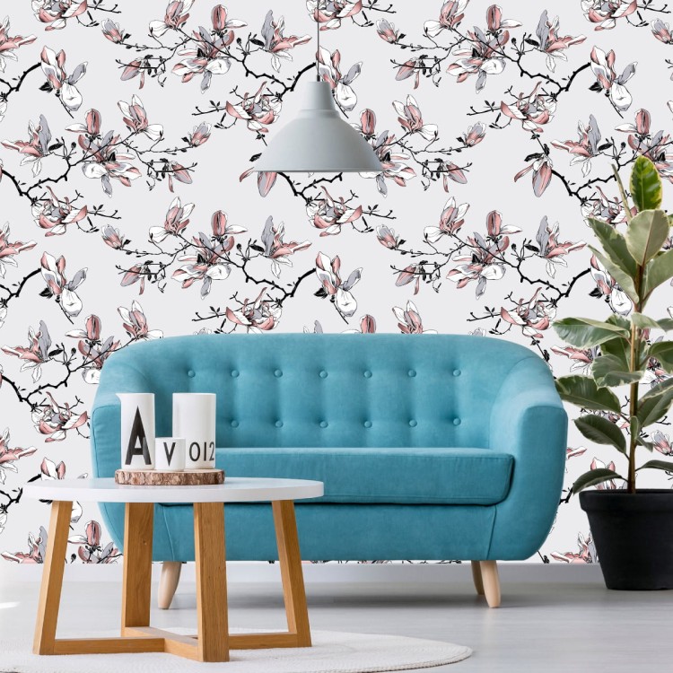 Tapeta Kwiaty Magnolii Akwarela