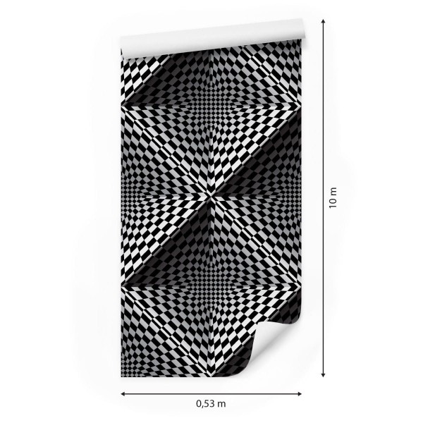 Tapeta Geometryczna 3D Głębia, Kwadraty, Do Salonu