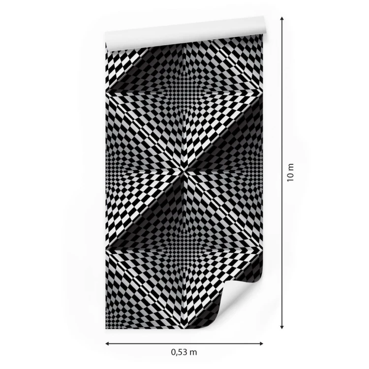 Tapeta Geometryczna 3D Głębia, Kwadraty, Do Salonu