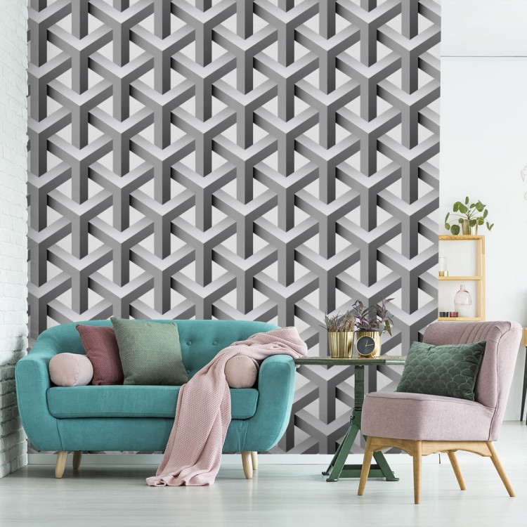 Tapeta Geometryczna, Efekt 3D, Z Głębią, Do Salonu