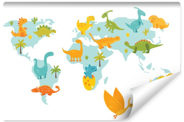 Fototapeta Mapa Świata Z Dinozaurami