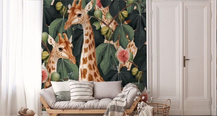 Fototapeta Żyrafy Pośród Liści