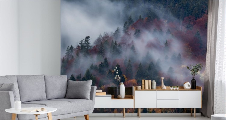 Fototapeta Jesienny Las W Pięknej Mgle