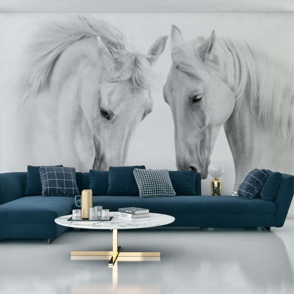 Fototapeta Dwa Białe Konie 3D