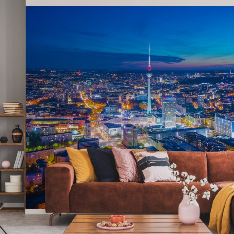 Fototapeta Berlin Z Lotu Ptaka Nocą