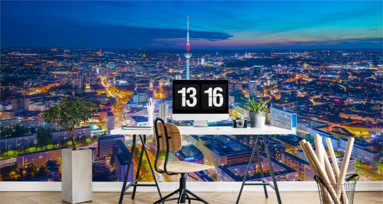 Fototapeta Berlin Z Lotu Ptaka Nocą