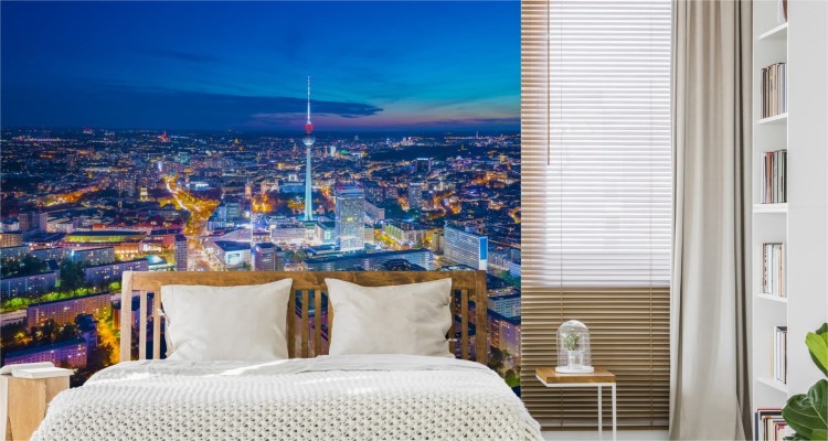 Fototapeta Berlin Z Lotu Ptaka Nocą