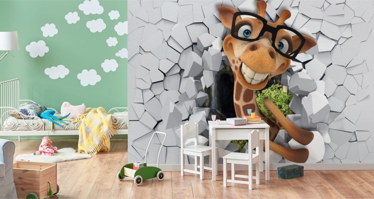 Fototapeta Uśmiechnięta Żyrafa W Okularach