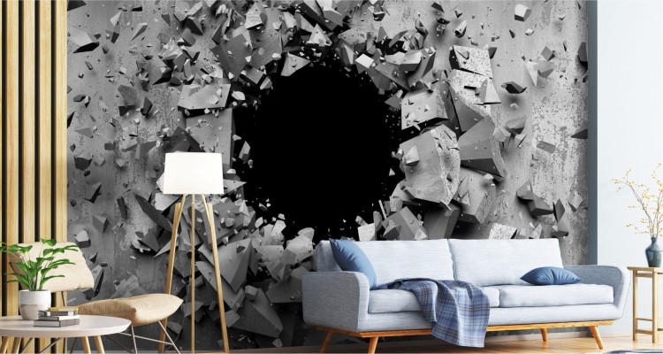 Fototapeta Dziura W Betonowej Ścianie 3D