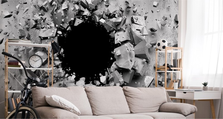 Fototapeta Dziura W Betonowej Ścianie 3D