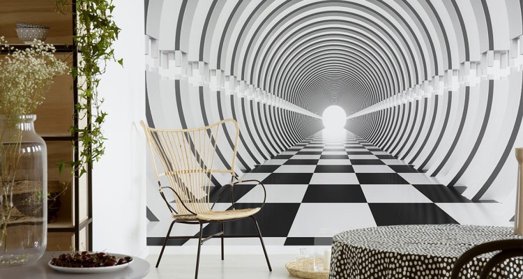 Fototapeta 3D Tunel - Czarno-Biała