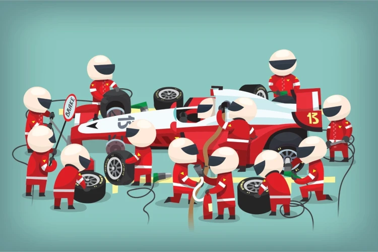 Fototapeta Pit Stop Bolidu F1