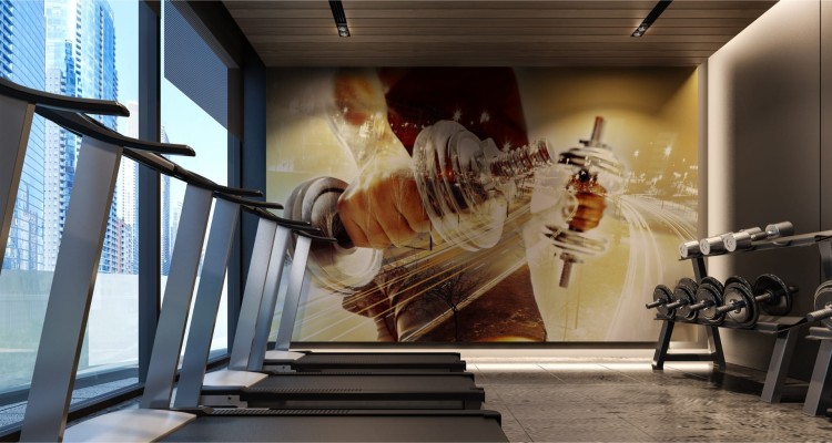 Fototapeta Kolaż Ze Sportowcem I Miastem Nocą