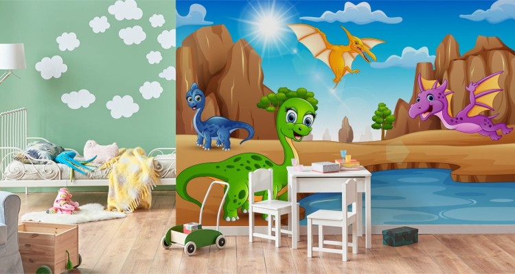 Fototapeta Bajkowe Dinozaury Nad Wodą