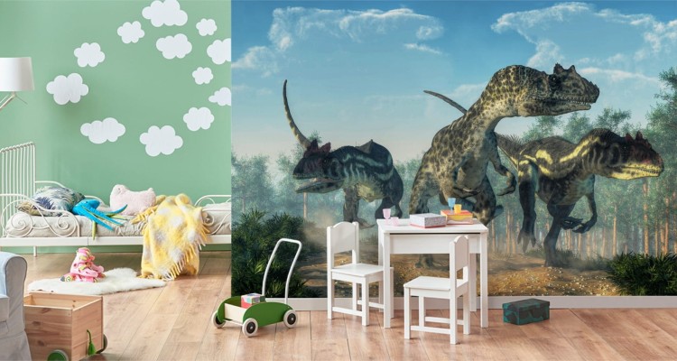 Fototapeta Trzy Dinozaury W Lesie