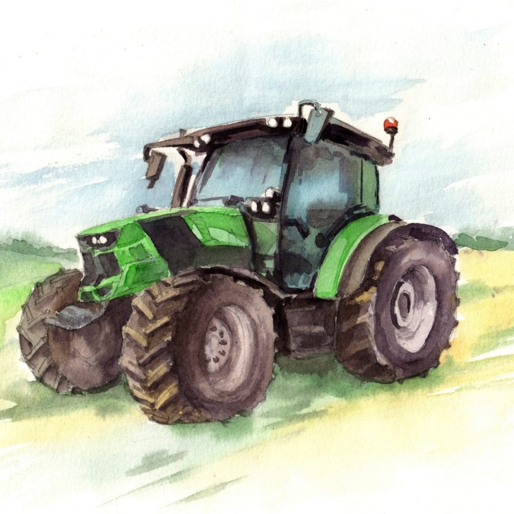 Fototapeta Traktor Malowany Akwarelą