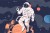 Fototapeta Astronauta W Kosmosie I Planety