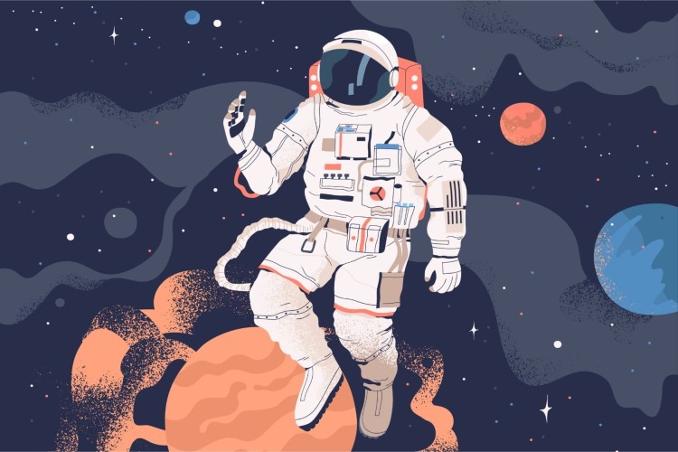 Fototapeta Astronauta W Kosmosie I Planety
