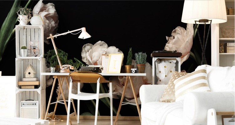 Fototapeta Peonie I Zielone Liście