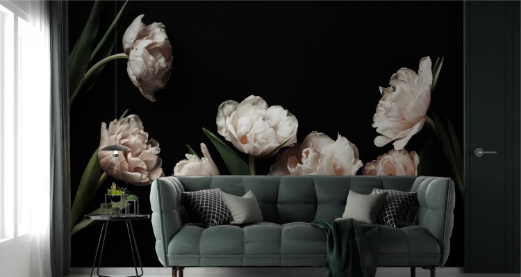 Fototapeta Peonie I Zielone Liście