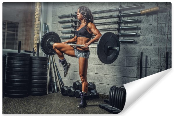 Fototapeta Wysportowana Kobieta Podnosząca Sztangę