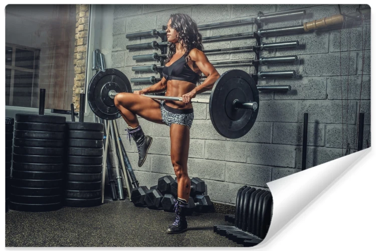 Fototapeta Wysportowana Kobieta Podnosząca Sztangę