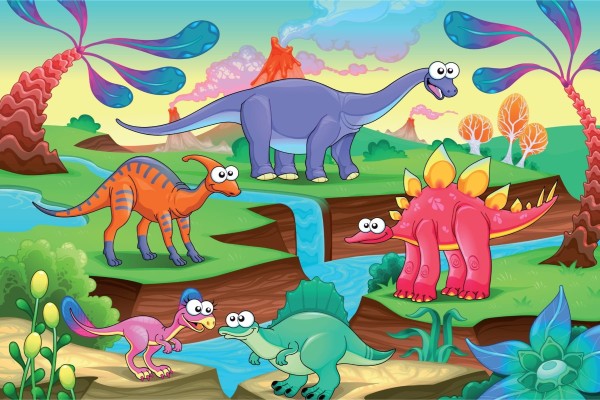 Fototapeta Kolorowe Bajkowe Dinozaury