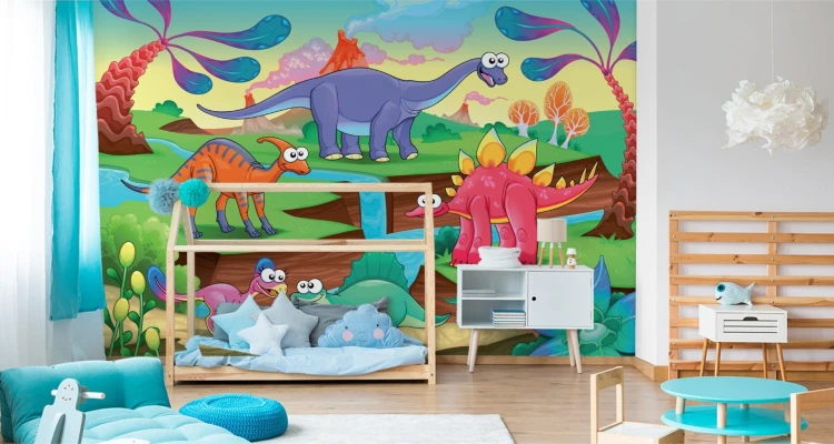 Fototapeta Kolorowe Bajkowe Dinozaury